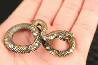 Chinese old bronze handmade Snake Statue figure Tea Pet scene home decoration