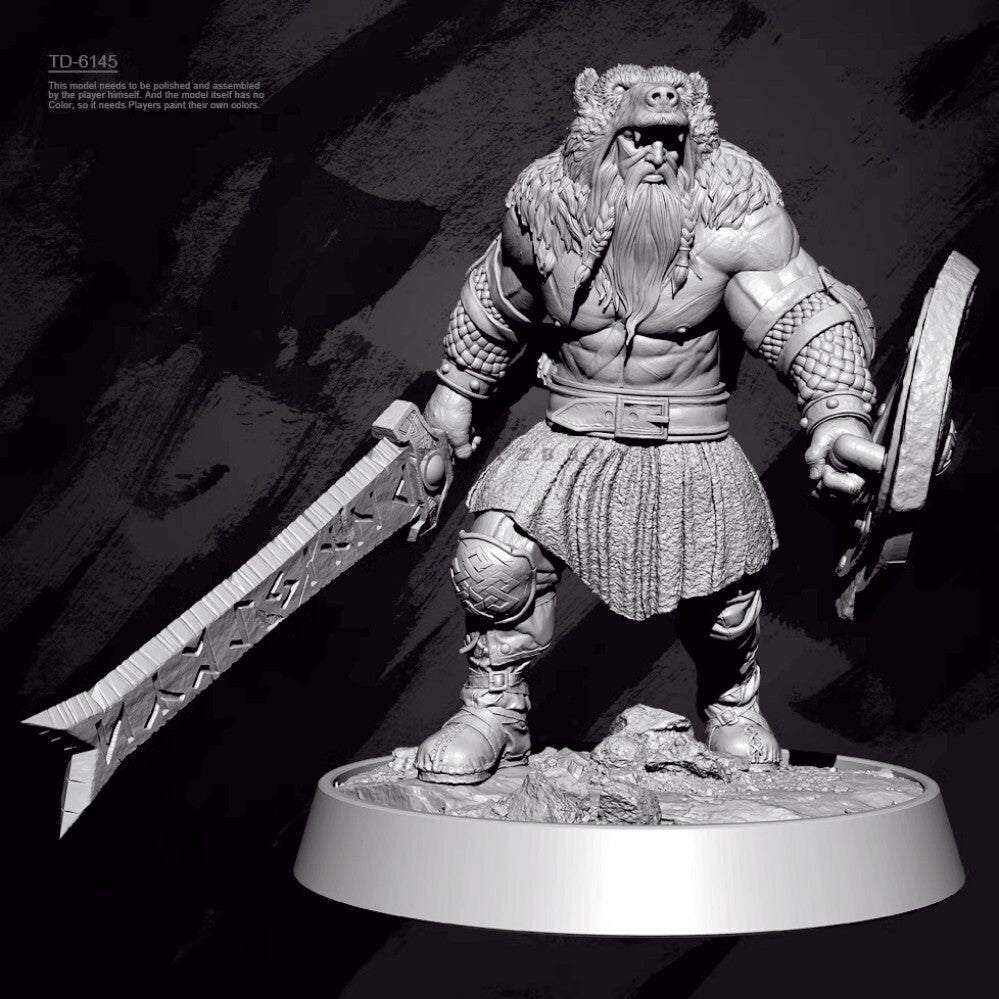 1/24 resin figure model kit Cold Winter General Bear Head Warrior 3D Printing