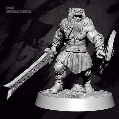 1/24 resin figure model kit Cold Winter General Bear Head Warrior 3D Printing