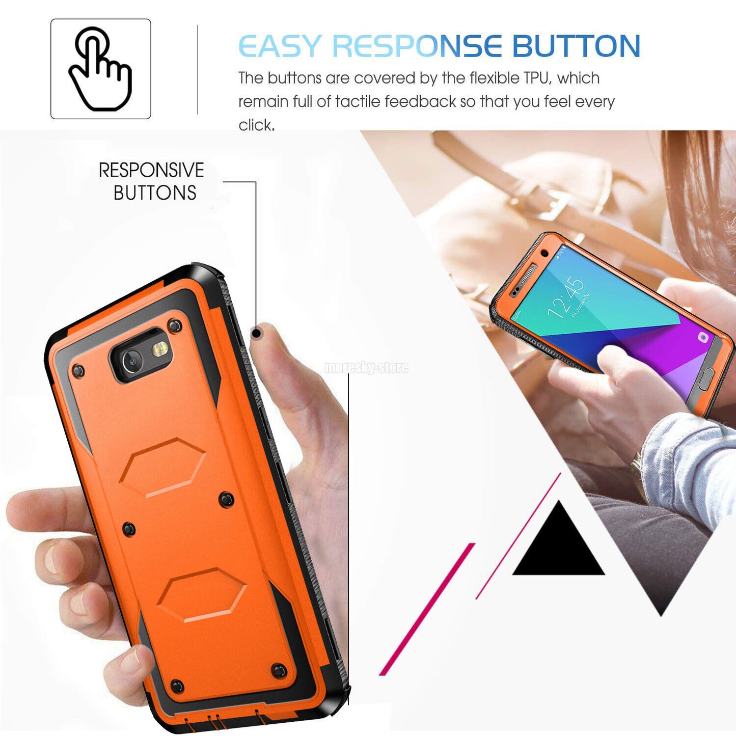 For Samsung J7 2017 J7 Sky Pro Prime Case, w/ Belt Clip Stand Rugged Phone Cover