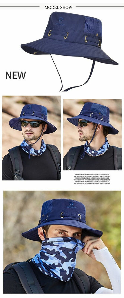 Summer Bucket Hat Mesh Breathable Outdoor Fishing Mountaineering Hiking Foldable