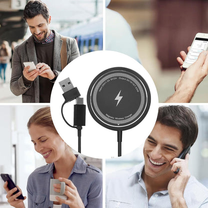 15W Magnetic Fast Wireless Charger Pad For SamsungS24 Ultra iPhone 16 14 Pro LOT
