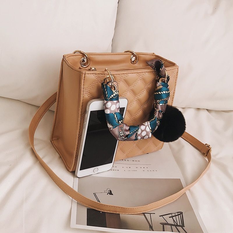 Small Handbag Ribbon Shoulder Bag Synthetic Leather Messenger Purse 21*19*9 CM