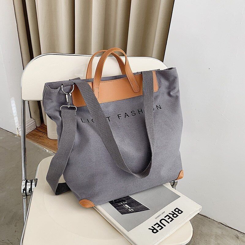 Canvas Handbag Shoulder Crossbody Bag Large Leather Shopper Bag 41*35*17CM Pouch