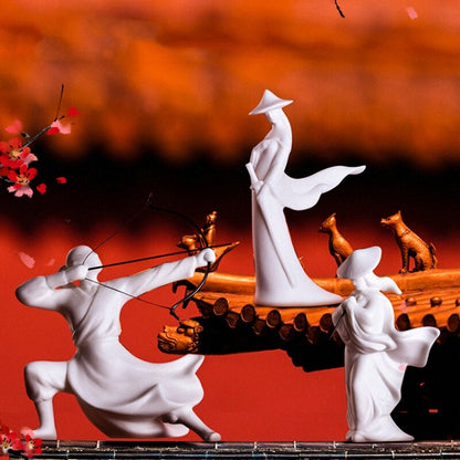 Chinese Style Swordsman Statue Porcelain Tea Pet Table Decoration Tea Play New