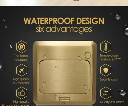 Pop Up Floor Socket 10A EU Standard Quick Slow USB Phone Internet Sockets 2 Way