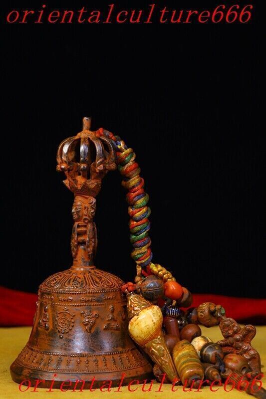 Tibet bronze Bell Chung chimes clock Vajra Dorje Phurpa Exorcism Talisman set