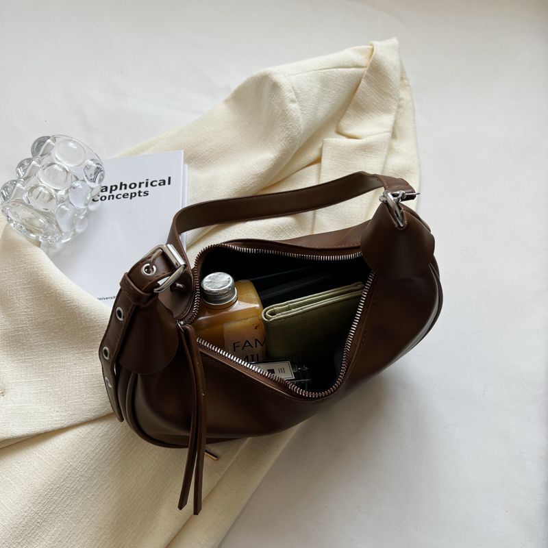 Synthetic Leather Shoulder Bag Crossbody Dumpling Hobo Purse Nylon Zipper 1 PC