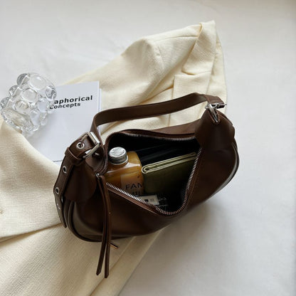 Synthetic Leather Shoulder Bag Crossbody Dumpling Hobo Purse Nylon Zipper 1 PC