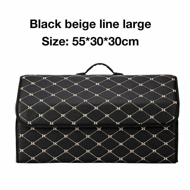 Car Trunk Storage Organizer Bag PU Leather Box Folding Stowing Tidying SUV Broad