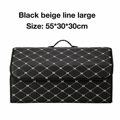 Car Trunk Storage Organizer Bag PU Leather Box Folding Stowing Tidying SUV Broad