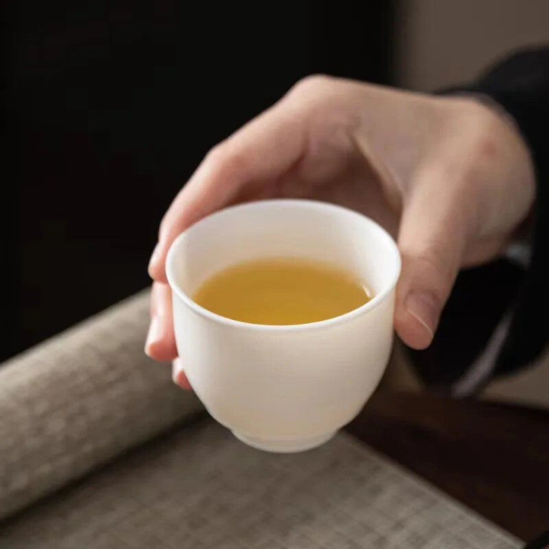 Plain Roast Mutton Fat Jade Small Teacup Dehua Kung Fu Tea Cup White Porcelain