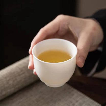 Plain Roast Mutton Fat Jade Small Teacup Dehua Kung Fu Tea Cup White Porcelain