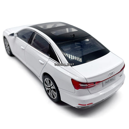 1/24 Scale 2022 Audi A6L Model Car Metal Diecast Toy Vehicle Light Sound White