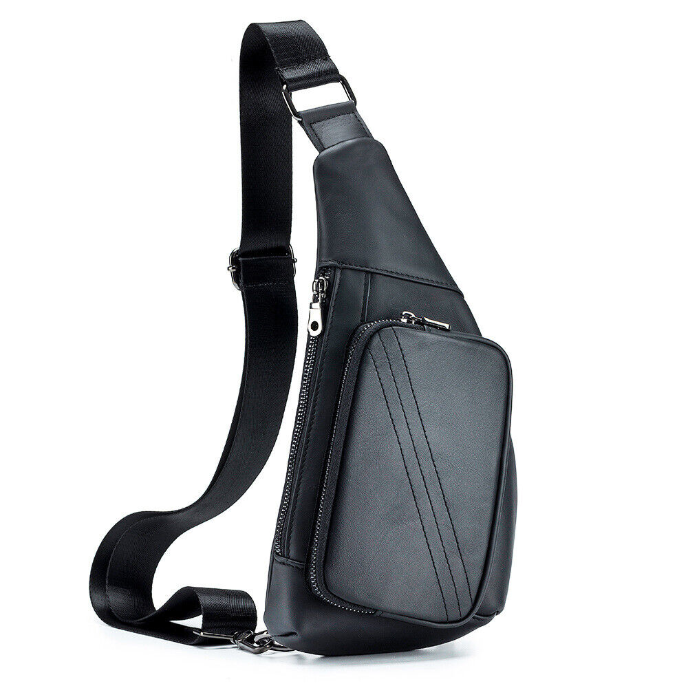 Men's Sling Backpack,100% Genuine Leather Chest bag Crossbody Bag Shoulder Bag