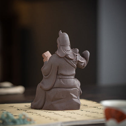 Purple Clay Tea Pet Guan Gong’s Night Reading Study Room Decoration Ornament