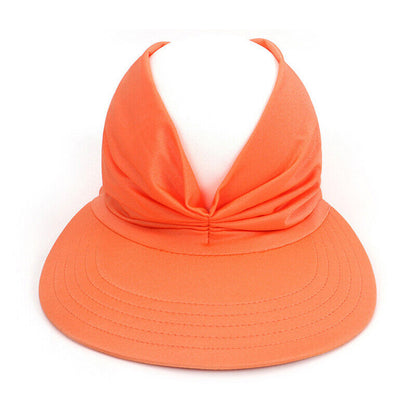 Women Turban Sun Visor Hat Cap Sports Wide Brim Stretchable Golf Hijab Ponytail