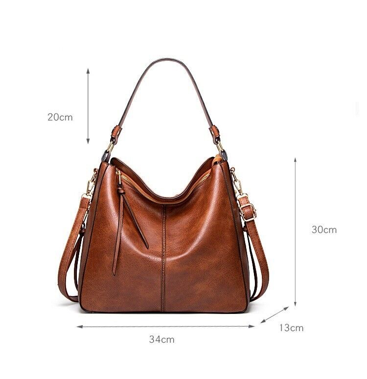 Brown Women's Large Tote Bag Faux Leather Ladies Shopper Shoulder Bag Cross Body