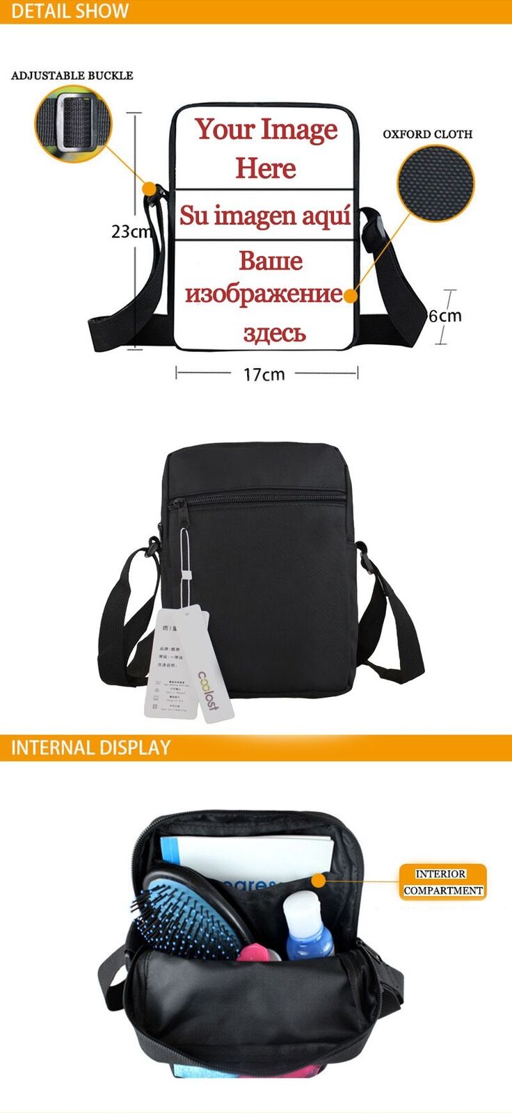 Witch Black Cat Messenger Bag Clutch Canvas Crossbody Shoulder Bags Travel Small