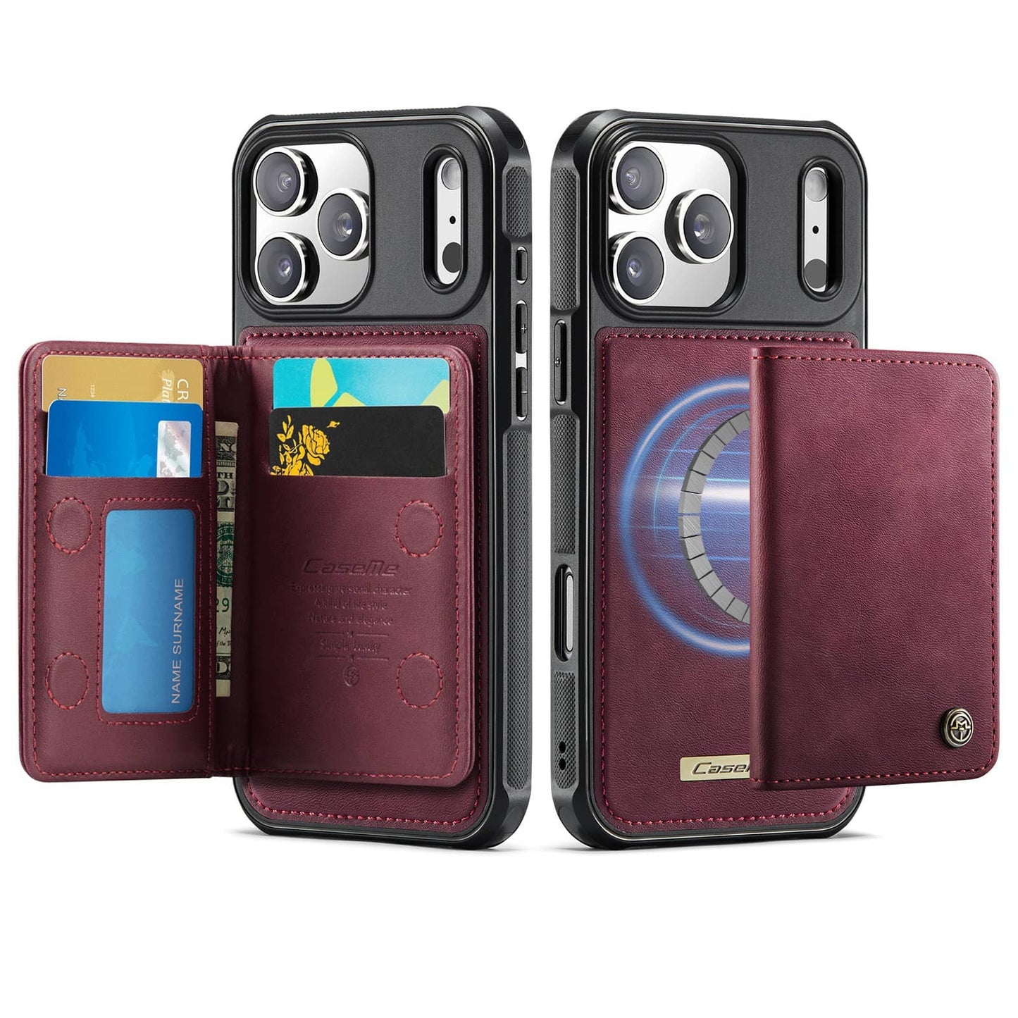For iPhone 17/Air/16e/15/14/13/12/11 Pro Max Wallet Case Magnetic Card Holder