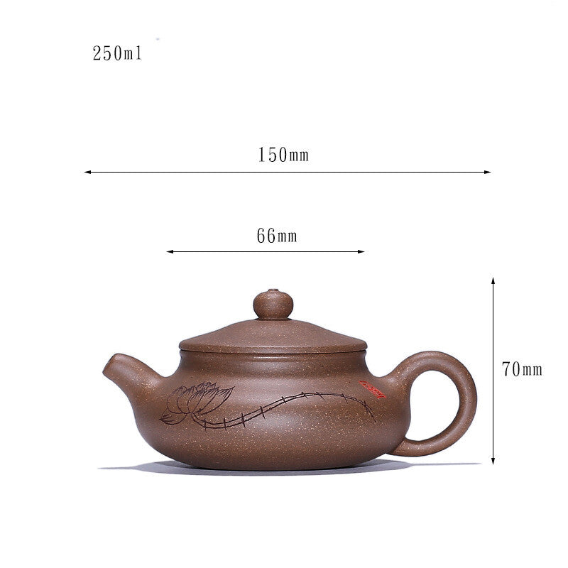 250ML Yixing Zisha Clay Pottery Pot Lotus Flower Tea Pot 9 Infuser Holes