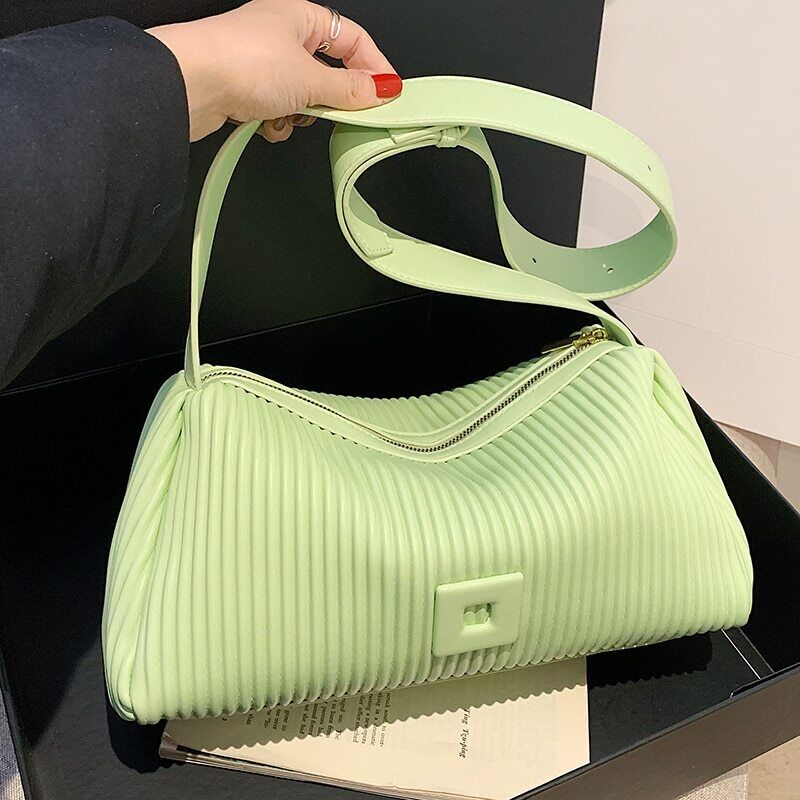 Shoulder Side Bags for Women PU Leather Small Bag Pleats Handbags and Purses