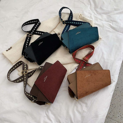 Synthetic Leather Mini Handbag Retro Wide Shoulder Strap Purse Crossbody Bag 1PC