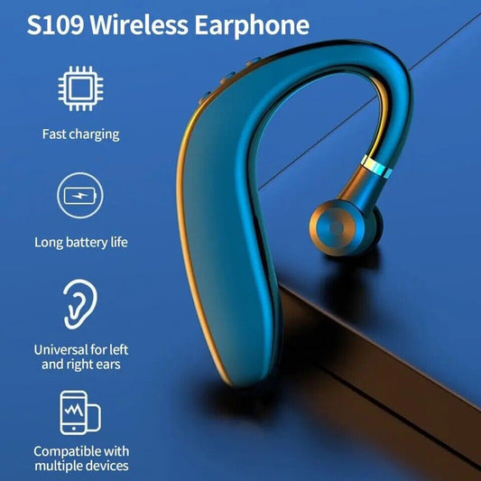Bluetooth Driving Trucker Headset Earphone Earpiece Noise Cancelling S109 Single
