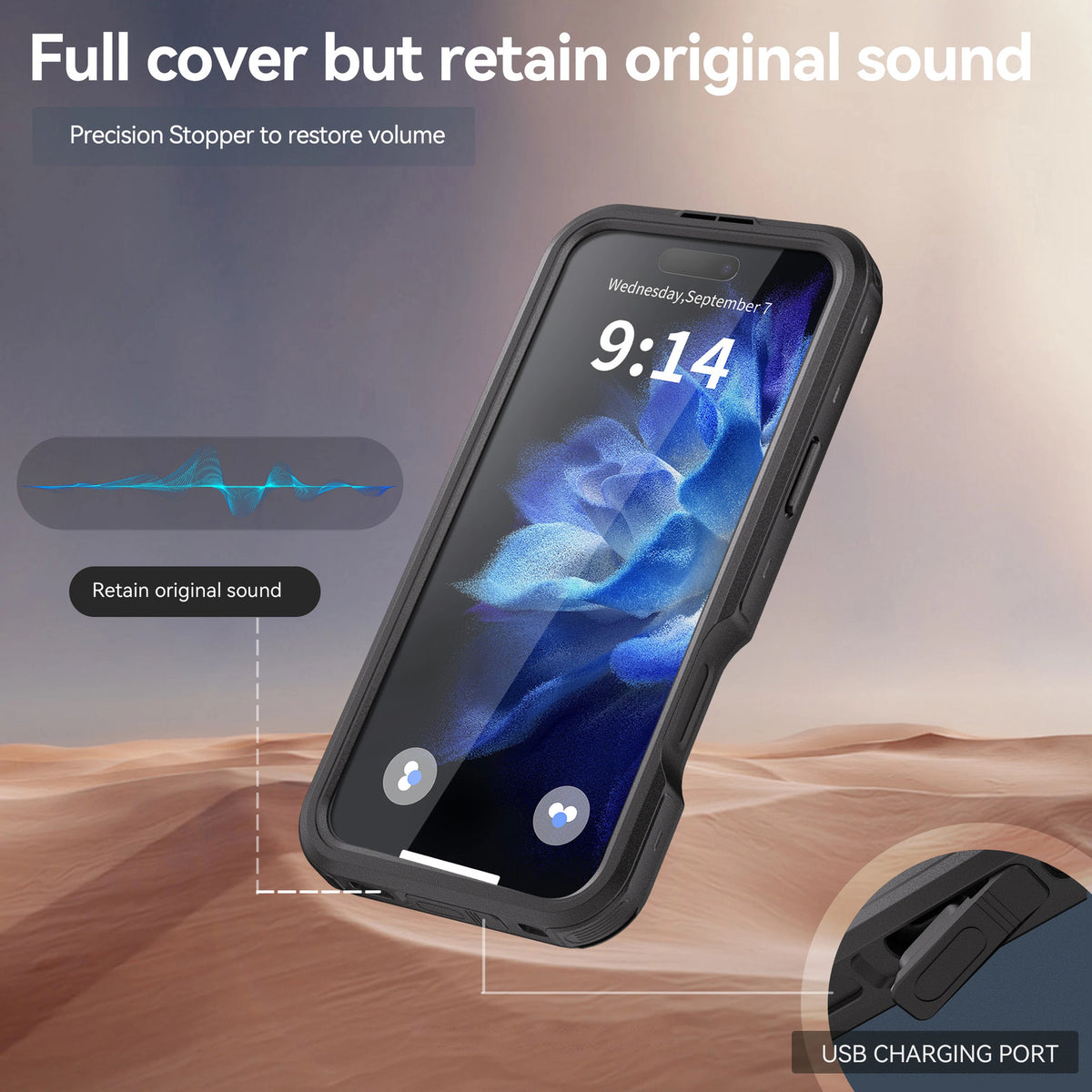 Design 360 Protection Shockproof IP68 Waterproof Phone case forIPhone16promax