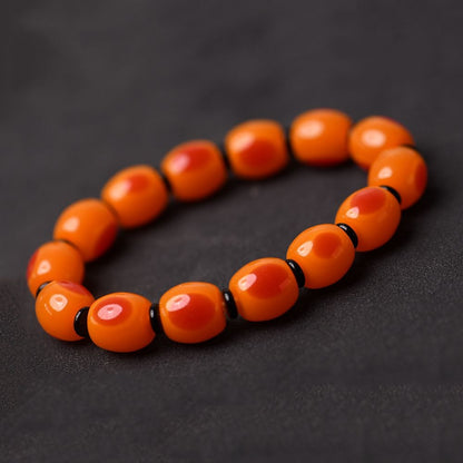 Natural Red Amber Bead Bracelet Amber Wax Old Style Hand String Buddhist Beads
