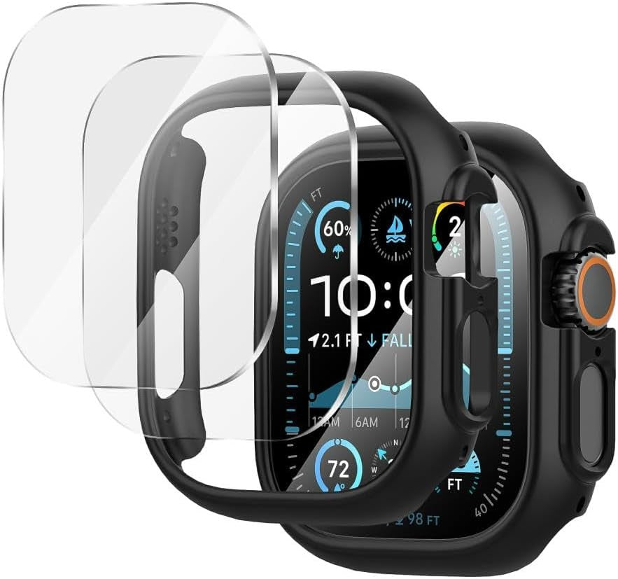 2+2-Pack for Apple Watch Ultra 3/2/1 49Mm Case +Tempered Glass Screen Protector