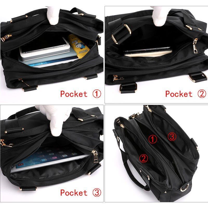 Bag Nylon Travel Bag Handbag Totes Shoulder Purse Business Bag Black 30*12*23 CM