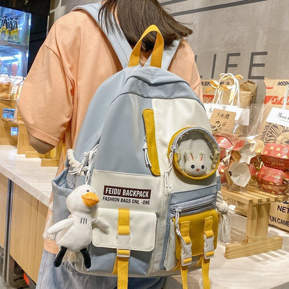 Nylon Bag Student Backpack Waterproof Fashion School Bag 30*13*40 CM Pink /Blue