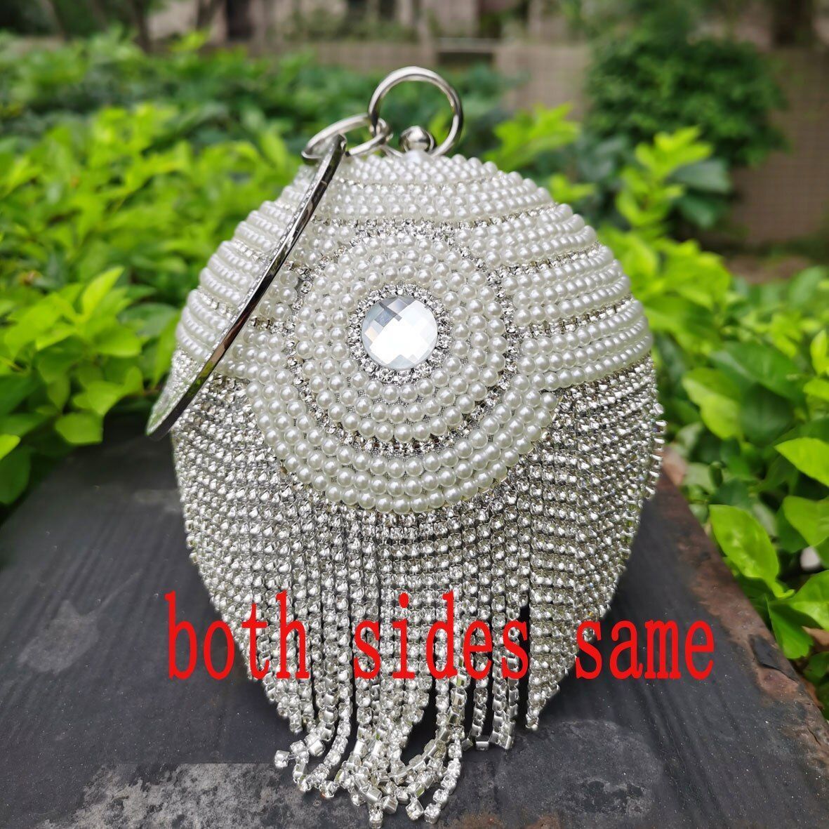 Golden Silver Beaded Ball Evening Shoulder Bag Wedding Party Handbag Crystal Bag