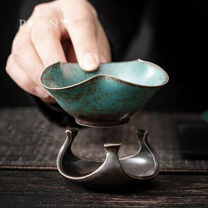 Ceramic Turquoise Glaze Tea Strainers Coarse Pottery Tea Leaf Spice Filter