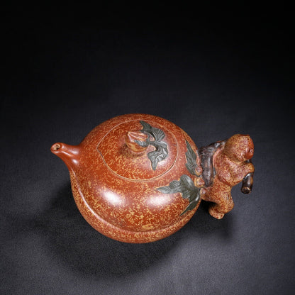 Chinese Yixing Zisha Clay Handmade Exquisite Teapot （灵猴献寿 底款：蒋蓉）