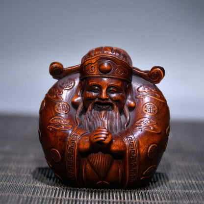 Boxwood Fu Lu Shou Statue 3pcs 1.97×2.76in 218g Wood Carving Decor