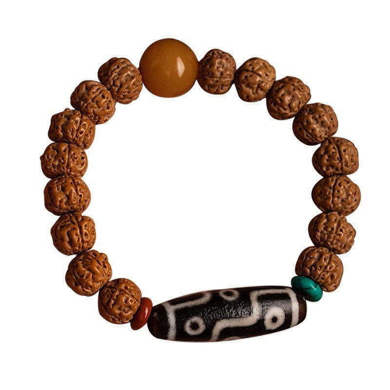 10mm Natural Vajra Bodhi Dzi Bracelet Men Gift Buddha Blessing Prayer Beads