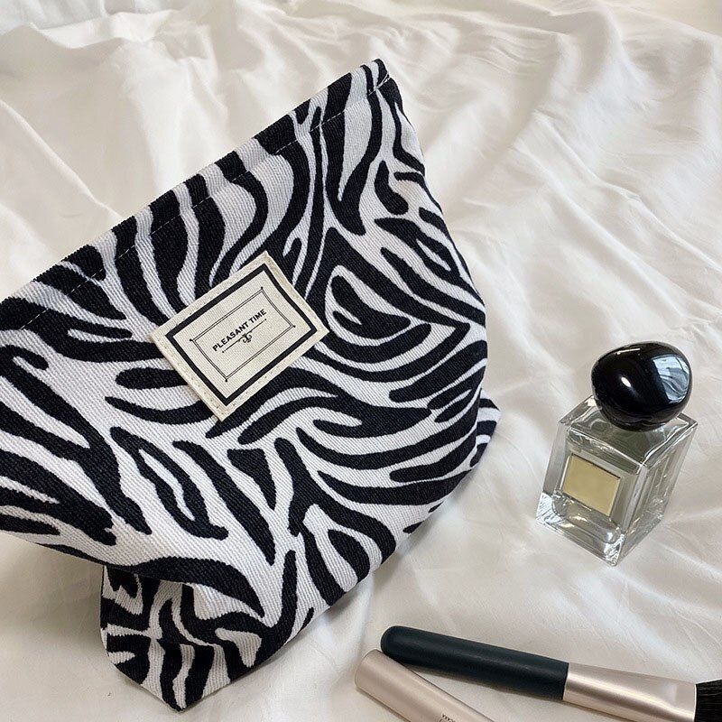Corduroy Plaid Flower Cosmetic Lipstick Case Travel Makeup Bag 17*10*7/25*18*5CM
