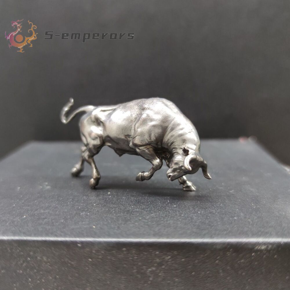 Pure Bronze Black Wall Street Bull Statue Model Ornaments Decor
