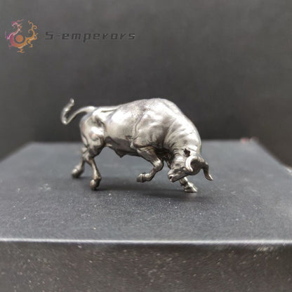 Pure Bronze Black Wall Street Bull Statue Model Ornaments Decor
