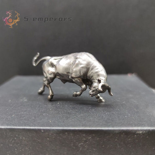 Pure Bronze Black Wall Street Bull Statue Model Ornaments Decor