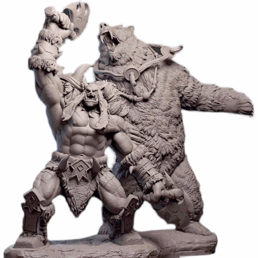 1/32 55mm resin figure model Orc Warriors and Bears unassembled unpainted