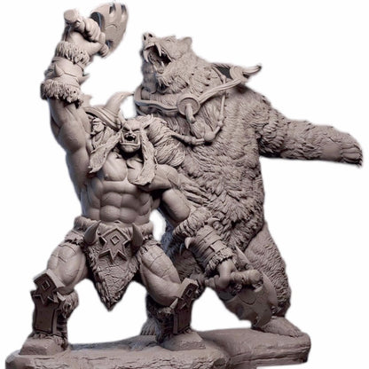 1/32 55mm resin figure model Orc Warriors and Bears unassembled unpainted