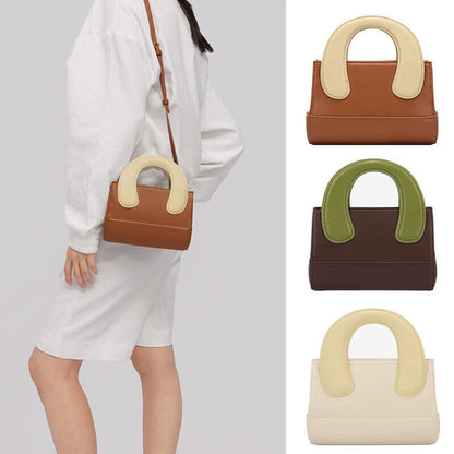 Small Mini Oversized Handles Leather Tote Clutch Box Handbag Purse Shoulder Bag