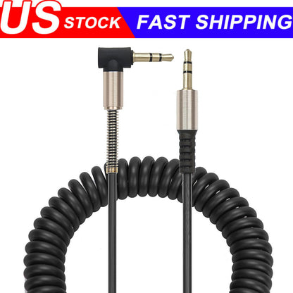 3.5mm Male to Male AUX Cable Cord L-Shaped Right Angle Car Audio Headphone Lot