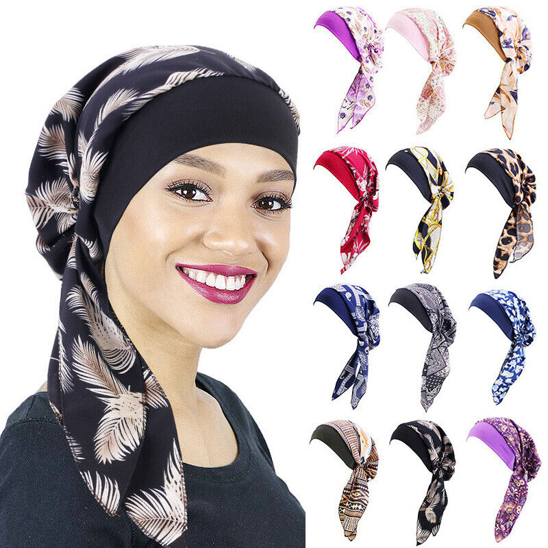 Ladies Long Tail Chemo Cap Turban Hat Headscarf Braid Hat Fashion Pirate Cap