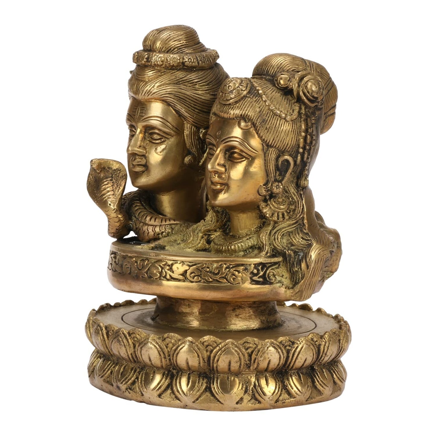 Hindu God Lord Brass Shiv Parvati Idol for Home Décor Showpiece Statute Figurine