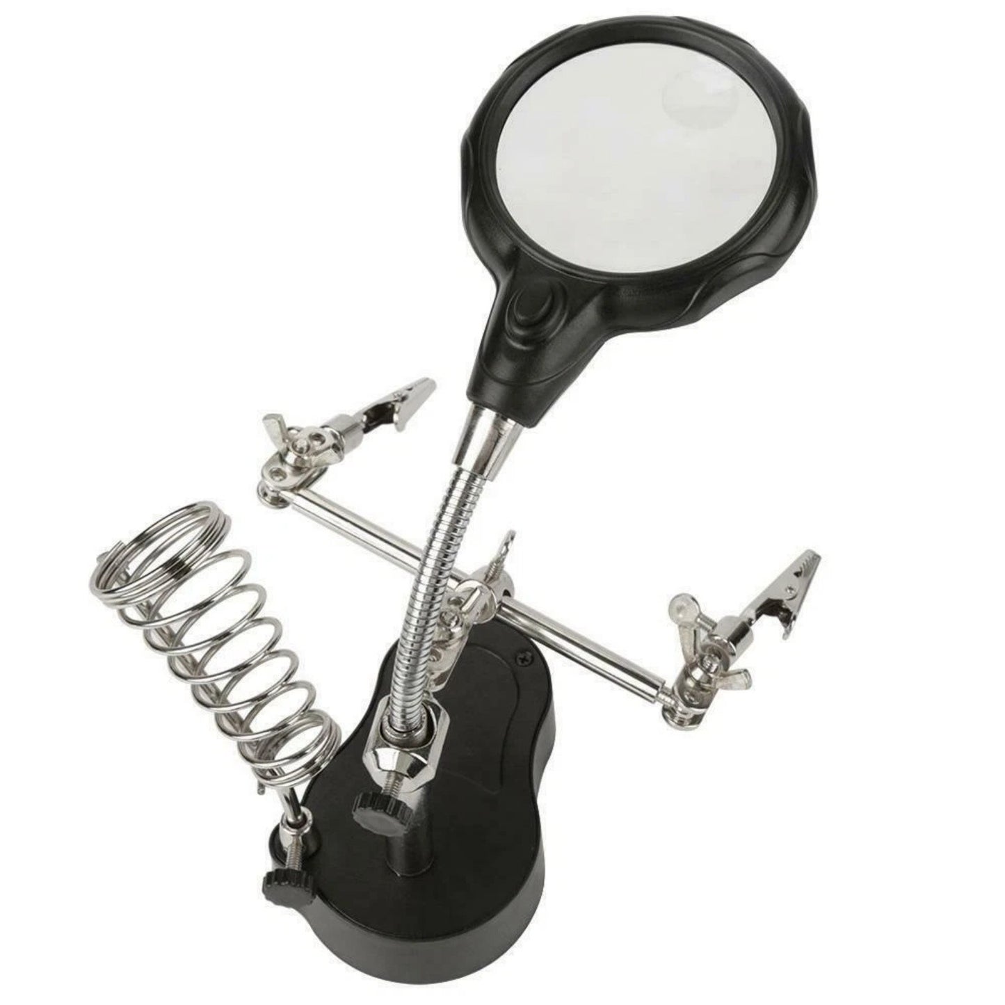 New Soldering Tool w Dual Magnifier 2.5X 5X LED Lights Adjustable Holder Stand