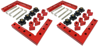 Four 90° Positioning Squares with Eight Clamps, 5.5"×5.5" Sturdy Aluminum Alloy